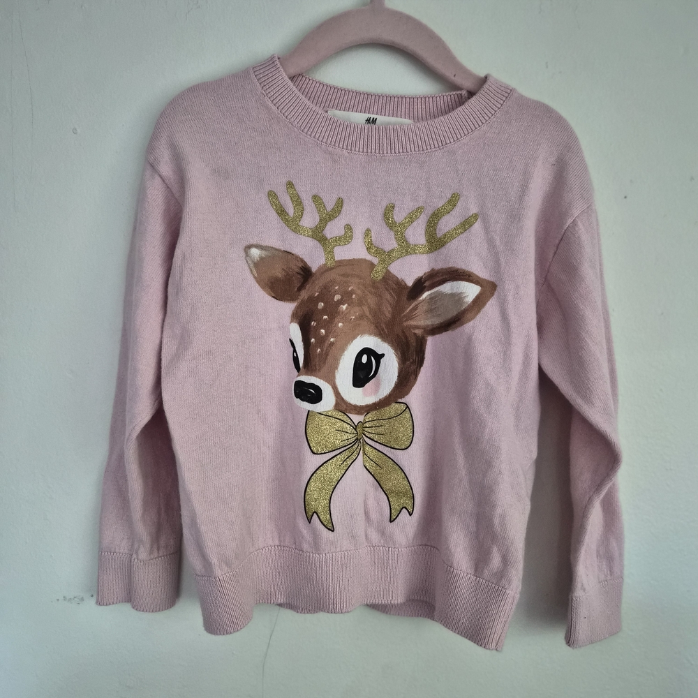 Pink Deer Graphic Kids Sweater